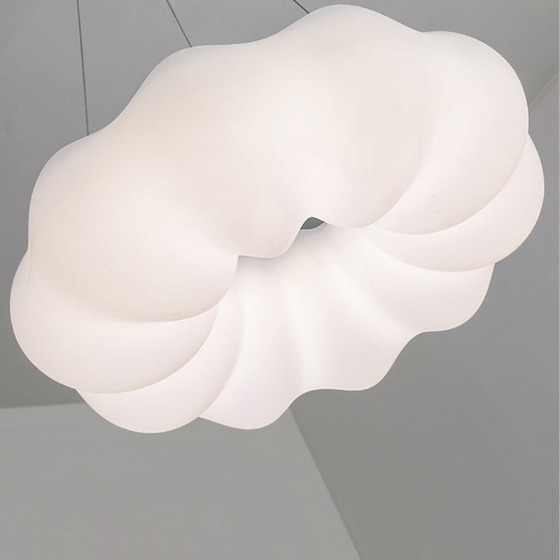 Modern White PE Iron Cloud-Shaped LED Chandelier for Living Room Decor