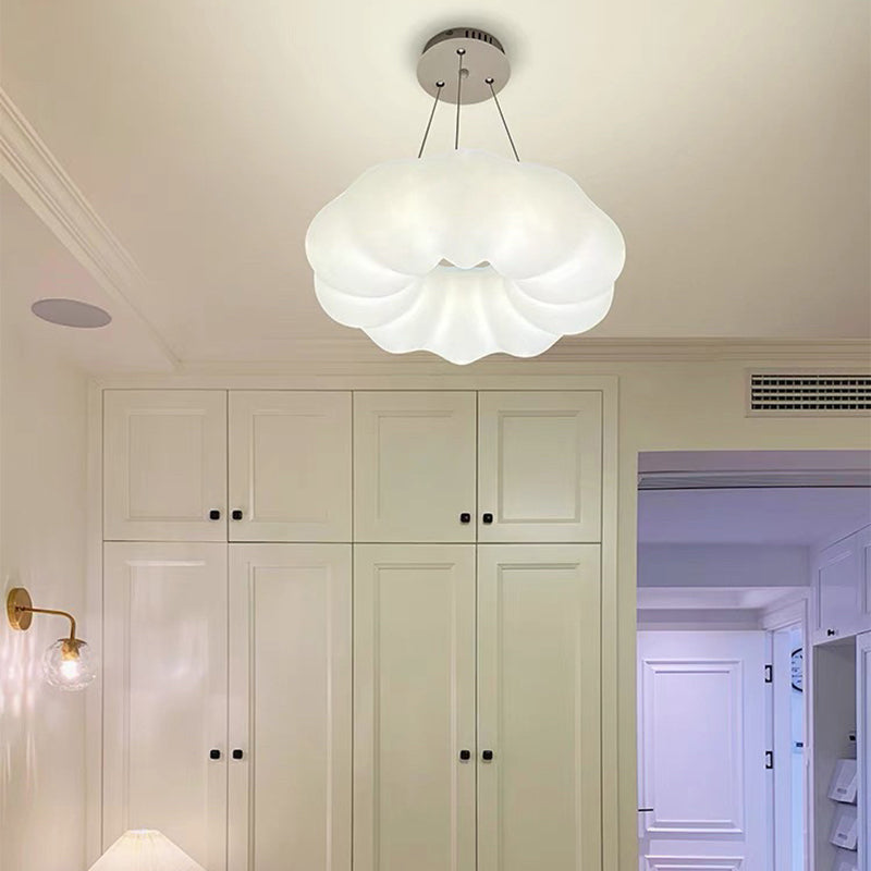 Modern White PE Iron Cloud-Shaped LED Chandelier for Living Room Decor