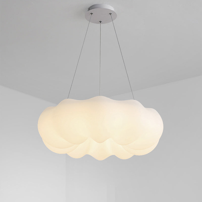 Modern White PE Iron Cloud-Shaped LED Chandelier for Living Room Decor