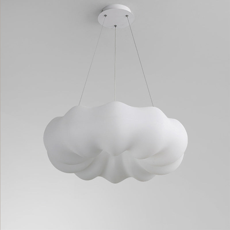 Modern White PE Iron Cloud-Shaped LED Chandelier for Living Room Decor
