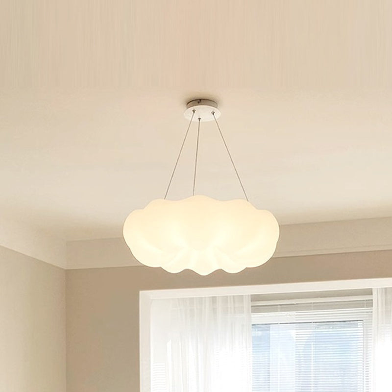 Modern White PE Iron Cloud-Shaped LED Chandelier for Living Room Decor