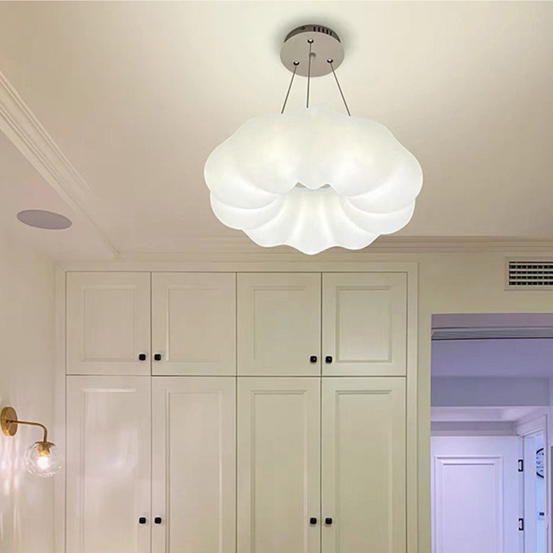 Modern White PE Iron Cloud-Shaped LED Chandelier for Living Room Decor