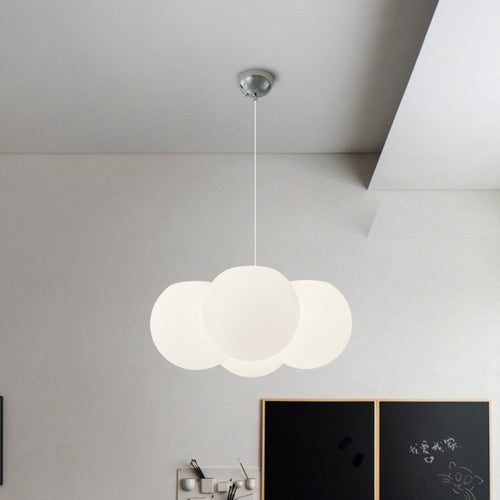 Contemporary White PVC & Metal LED Balloon Bubble Chandelier for Living Room