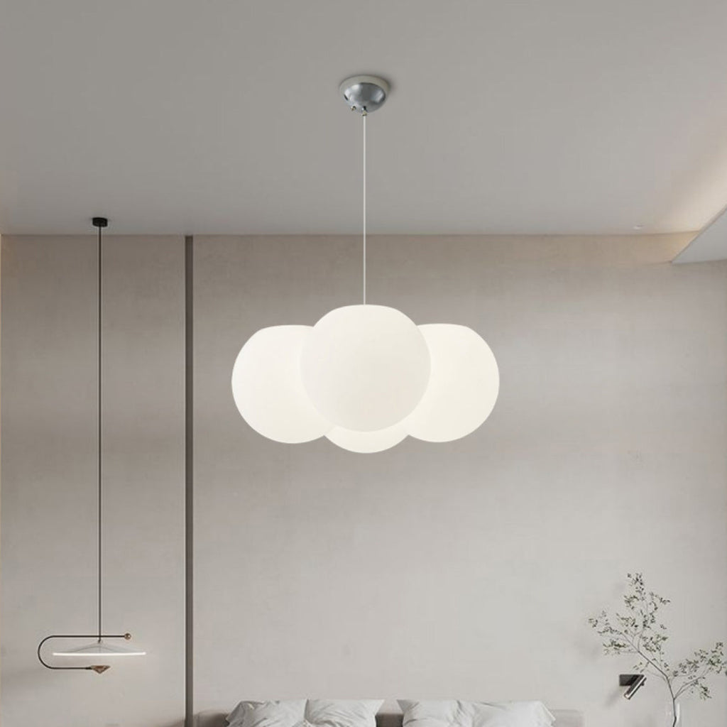 Contemporary White PVC & Metal LED Balloon Bubble Chandelier for Living Room
