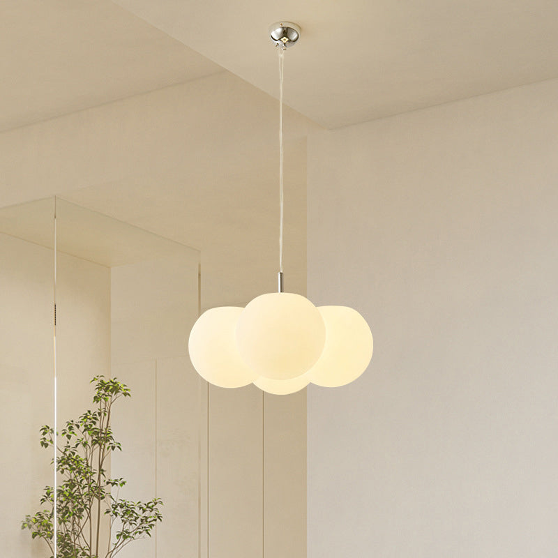 Contemporary White PVC & Metal LED Balloon Bubble Chandelier for Living Room