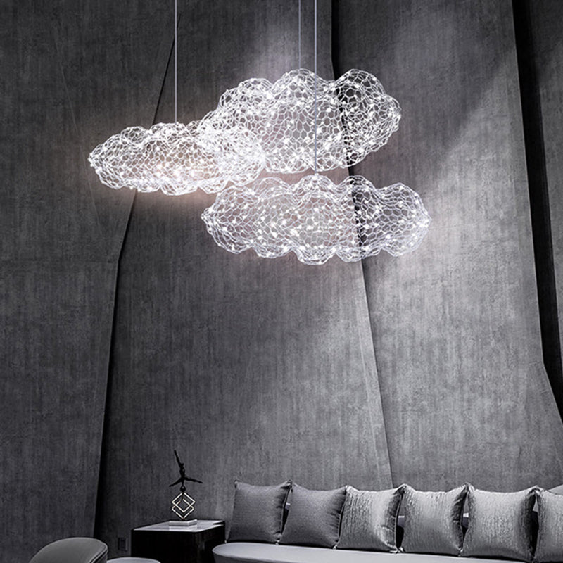 Nordic Gray Iron LED Chandelier Star Design for Modern Dining Room