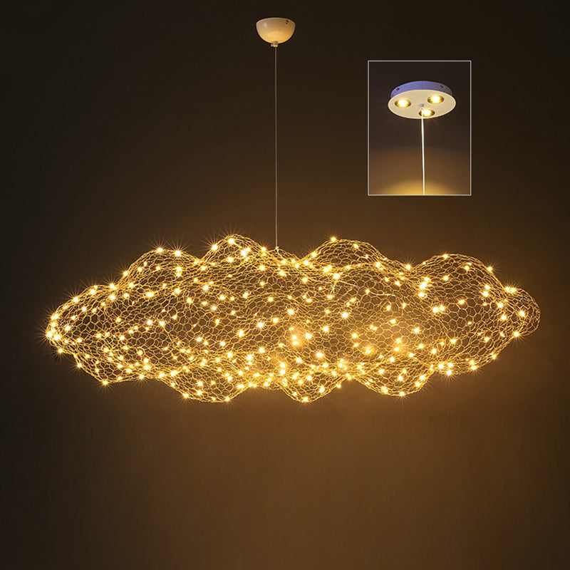 Nordic Gray Iron LED Chandelier Star Design for Modern Dining Room