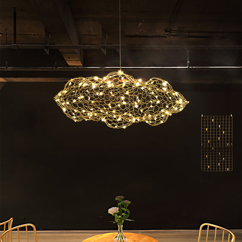 Nordic Gray Iron LED Chandelier Star Design for Modern Dining Room