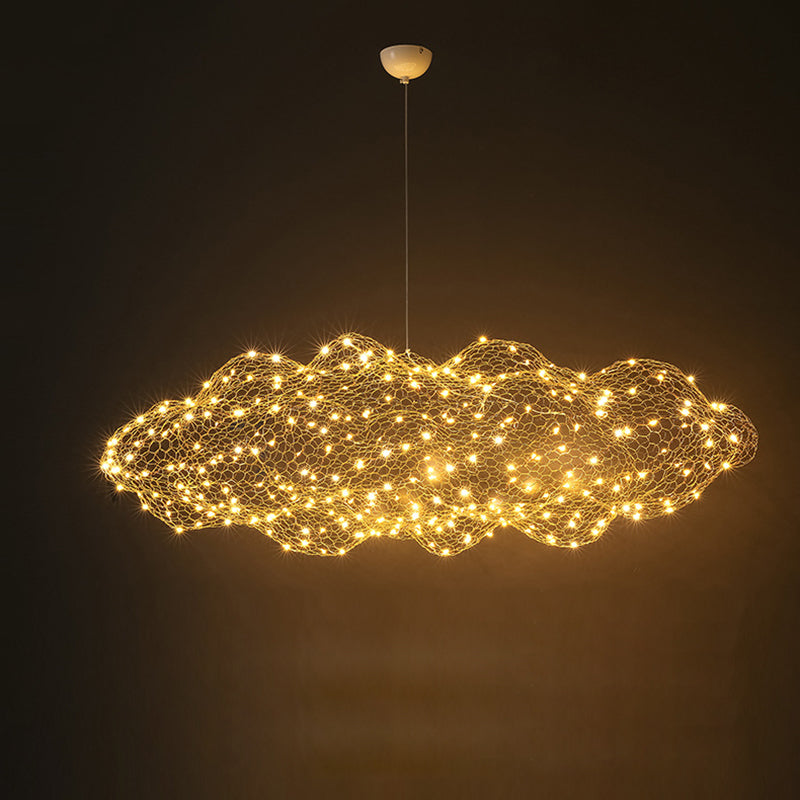 Nordic Gray Iron LED Chandelier Star Design for Modern Dining Room