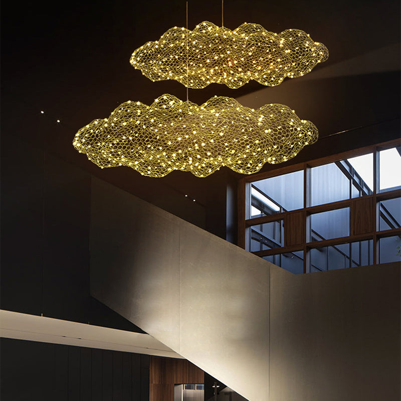 Nordic Gray Iron LED Chandelier Star Design for Modern Dining Room
