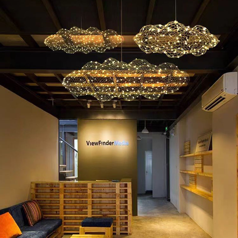 Nordic Gray Iron LED Chandelier Star Design for Modern Dining Room
