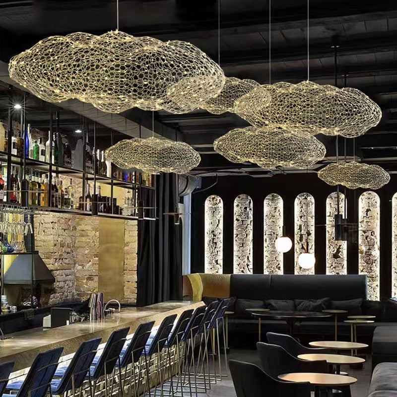 Nordic Gray Iron LED Chandelier Star Design for Modern Dining Room