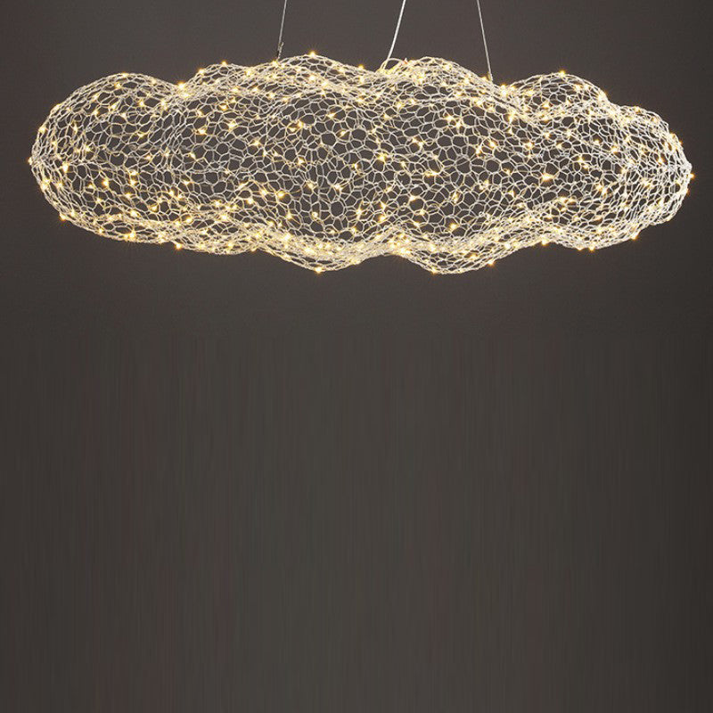 Nordic Gray Iron LED Chandelier Star Design for Modern Dining Room