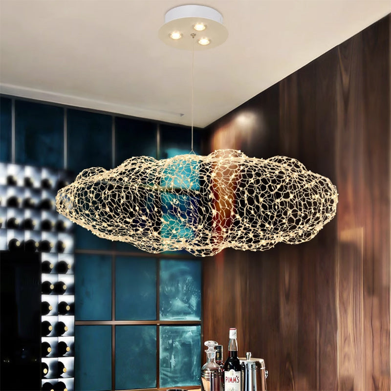 Nordic Gray Iron LED Chandelier Star Design for Modern Dining Room