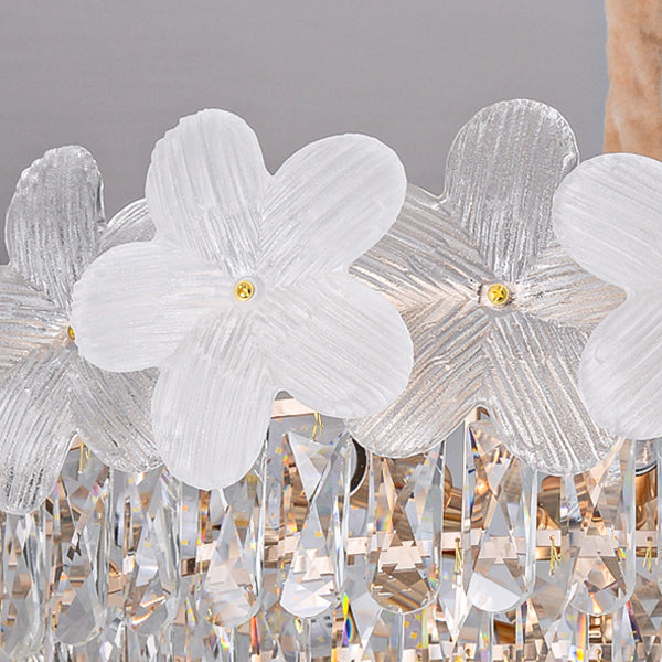 Elegant Frosted Floral Iron and Glass 10/12-Light Chandelier for Dining Room
