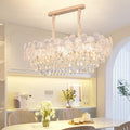 Elegant Frosted Floral Iron and Glass 10/12-Light Chandelier for Dining Room