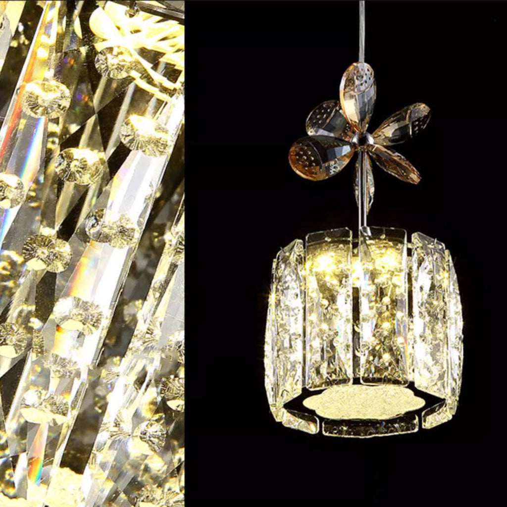 Modern Crystal & Stainless Steel Raindrop LED Chandelier for Dining & Living Room