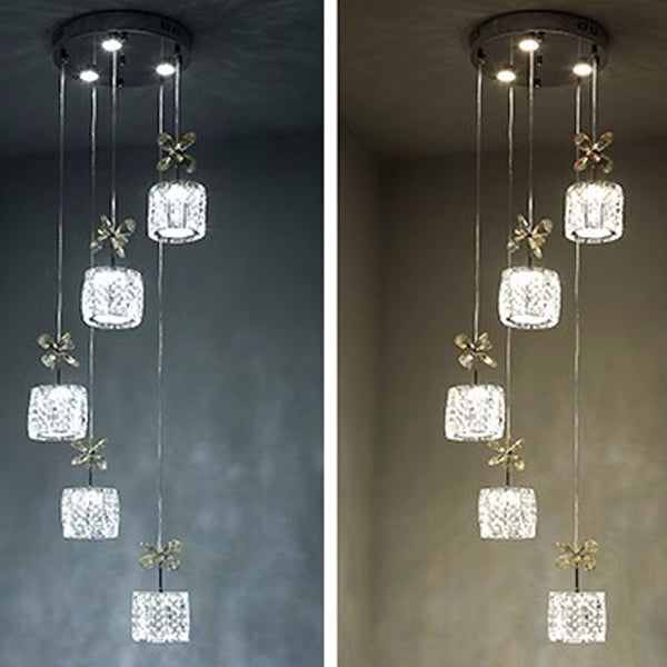 Modern Crystal & Stainless Steel Raindrop LED Chandelier for Dining & Living Room