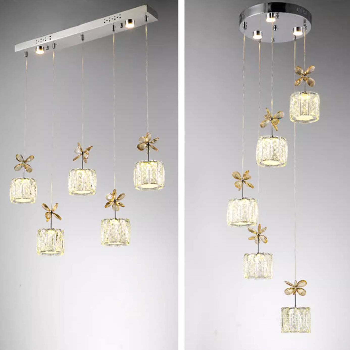 Modern Crystal & Stainless Steel Raindrop LED Chandelier for Dining & Living Room