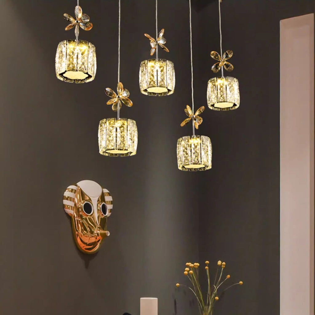 Modern Crystal & Stainless Steel Raindrop LED Chandelier for Dining & Living Room
