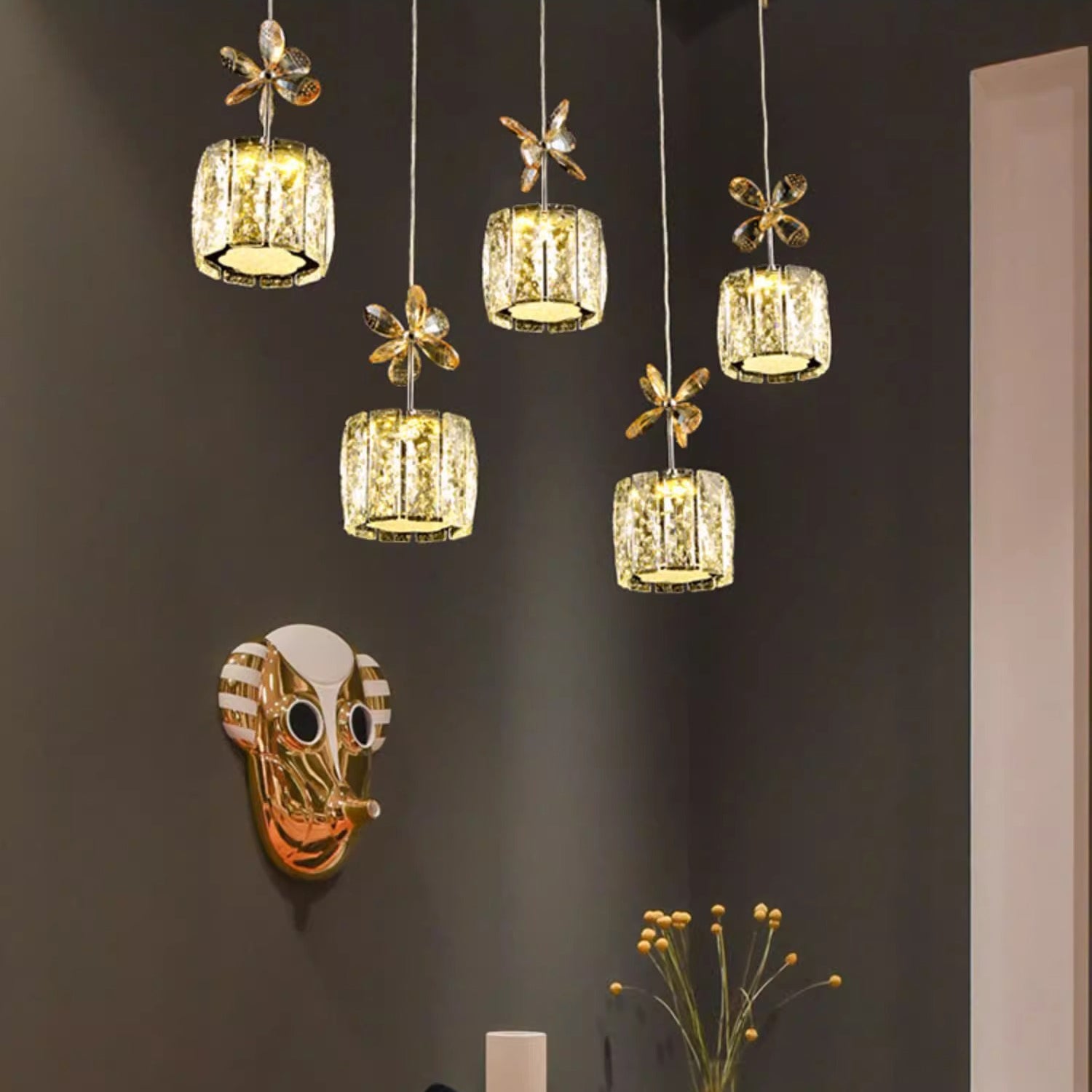 Modern Crystal & Stainless Steel Raindrop LED Chandelier for Dining & Living Room