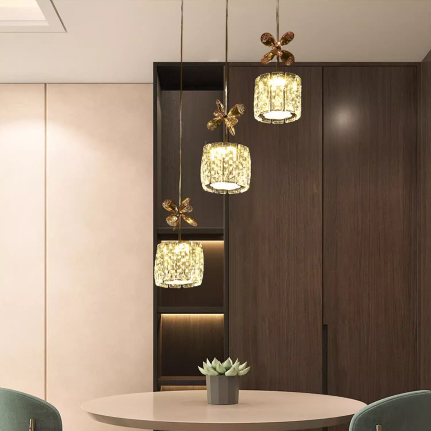 Modern Crystal & Stainless Steel Raindrop LED Chandelier for Dining & Living Room