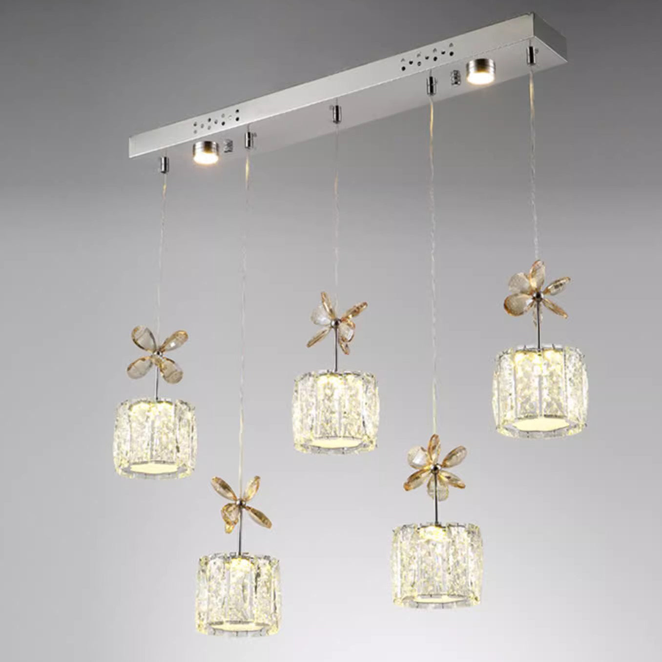 Modern Crystal & Stainless Steel Raindrop LED Chandelier for Dining & Living Room