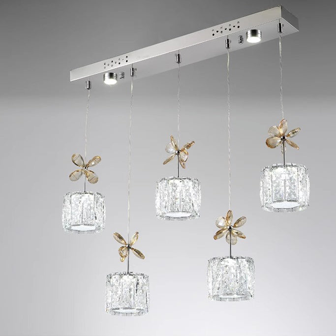 Modern Crystal & Stainless Steel Raindrop LED Chandelier for Dining & Living Room