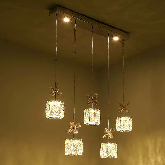 Modern Crystal & Stainless Steel Raindrop LED Chandelier for Dining & Living Room