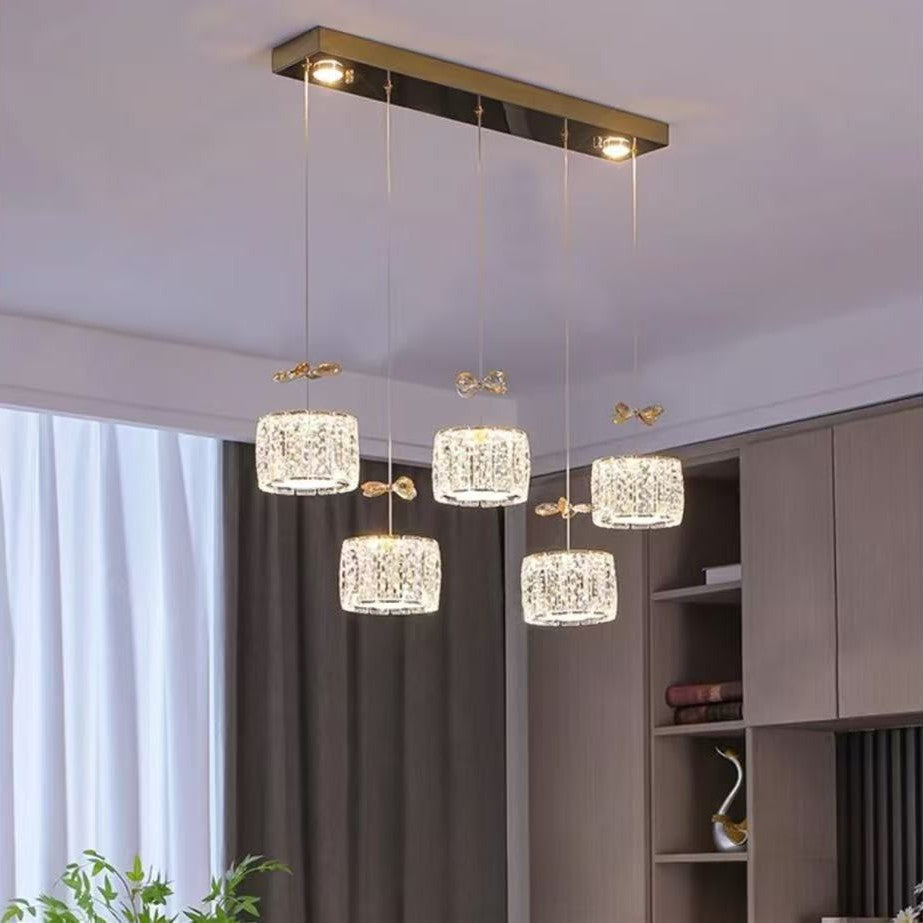 Modern Crystal & Stainless Steel Raindrop LED Chandelier for Dining & Living Room