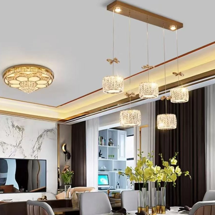 Modern Crystal & Stainless Steel Raindrop LED Chandelier for Dining & Living Room