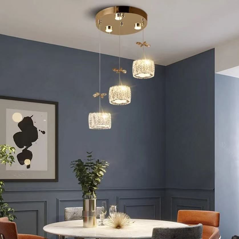 Modern Crystal & Stainless Steel Raindrop LED Chandelier for Dining & Living Room