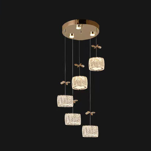 Modern Crystal & Stainless Steel Raindrop LED Chandelier for Dining & Living Room