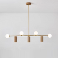 Nordic Walnut Brass & Glass 4-Light Pendant Chandelier for Dining Room