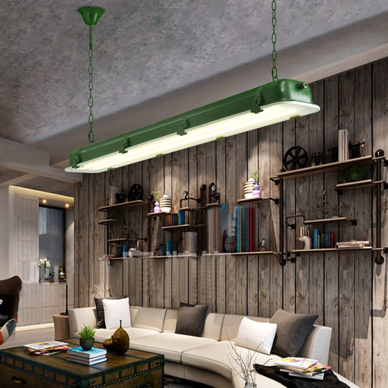 Industrial Black Iron Rectangular LED Chandelier for Dining Room