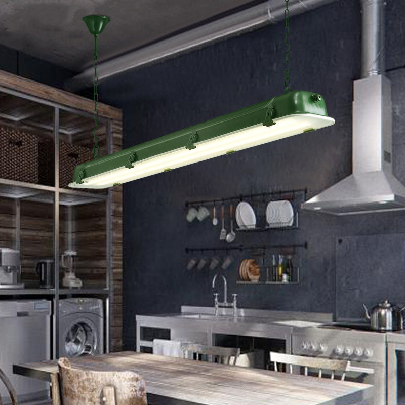 Industrial Black Iron Rectangular LED Chandelier for Dining Room