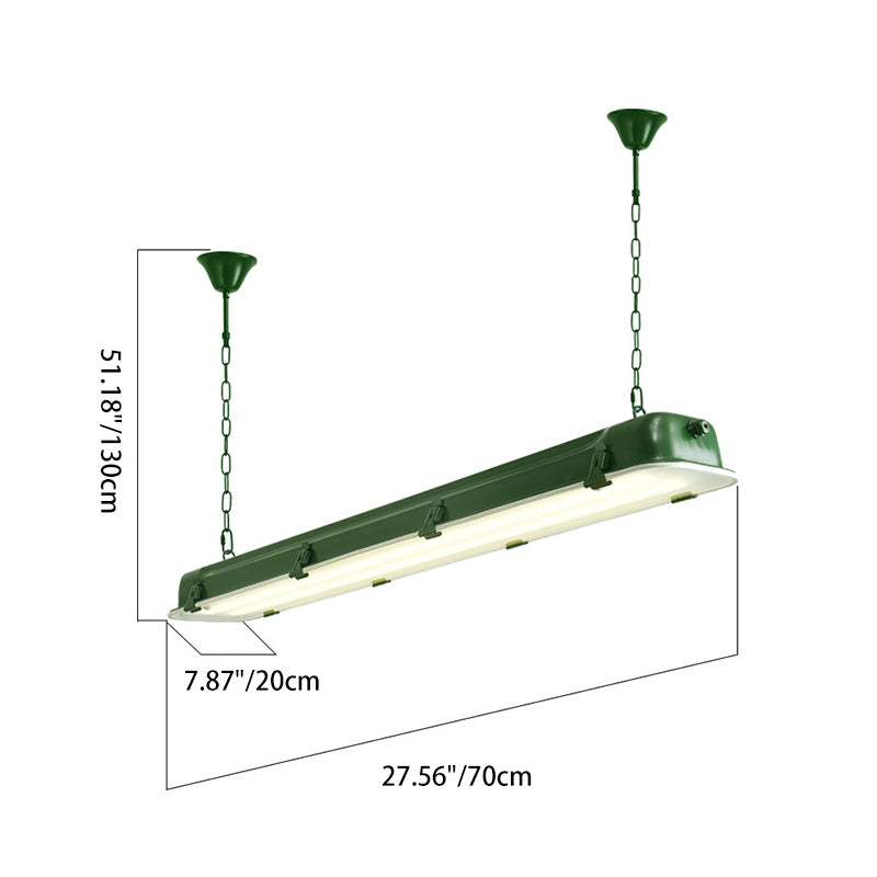 Industrial Black Iron Rectangular LED Chandelier for Dining Room