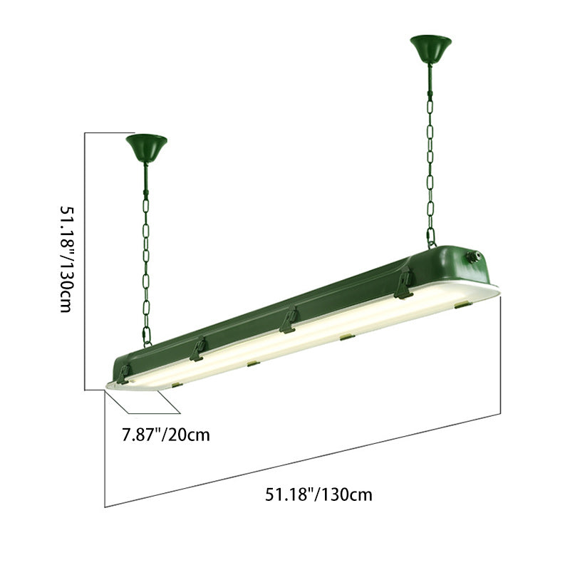 Industrial Black Iron Rectangular LED Chandelier for Dining Room