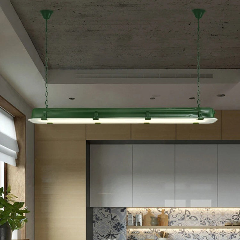 Industrial Black Iron Rectangular LED Chandelier for Dining Room