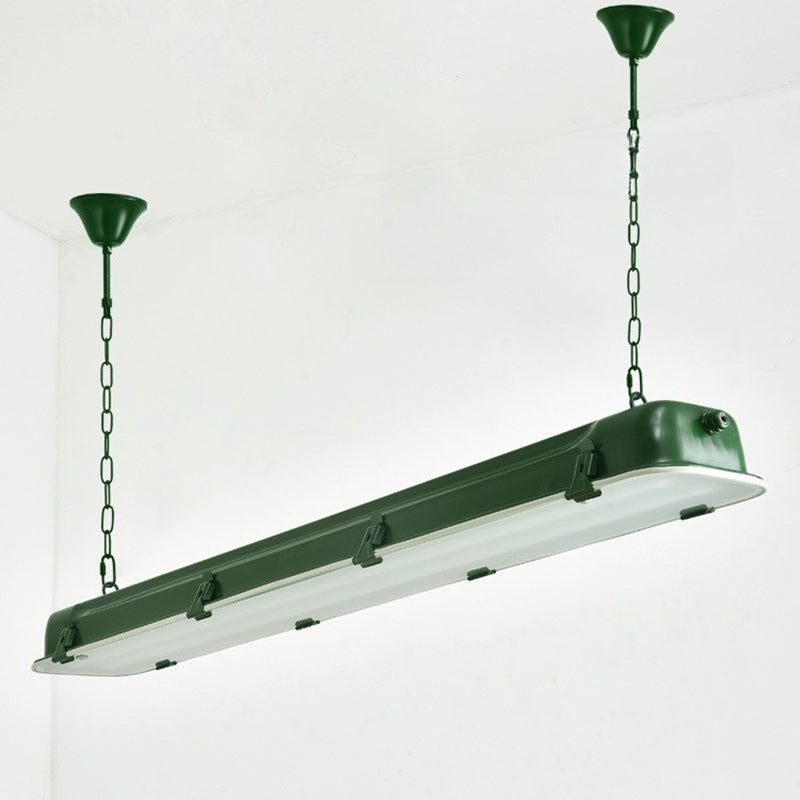 Industrial Black Iron Rectangular LED Chandelier for Dining Room