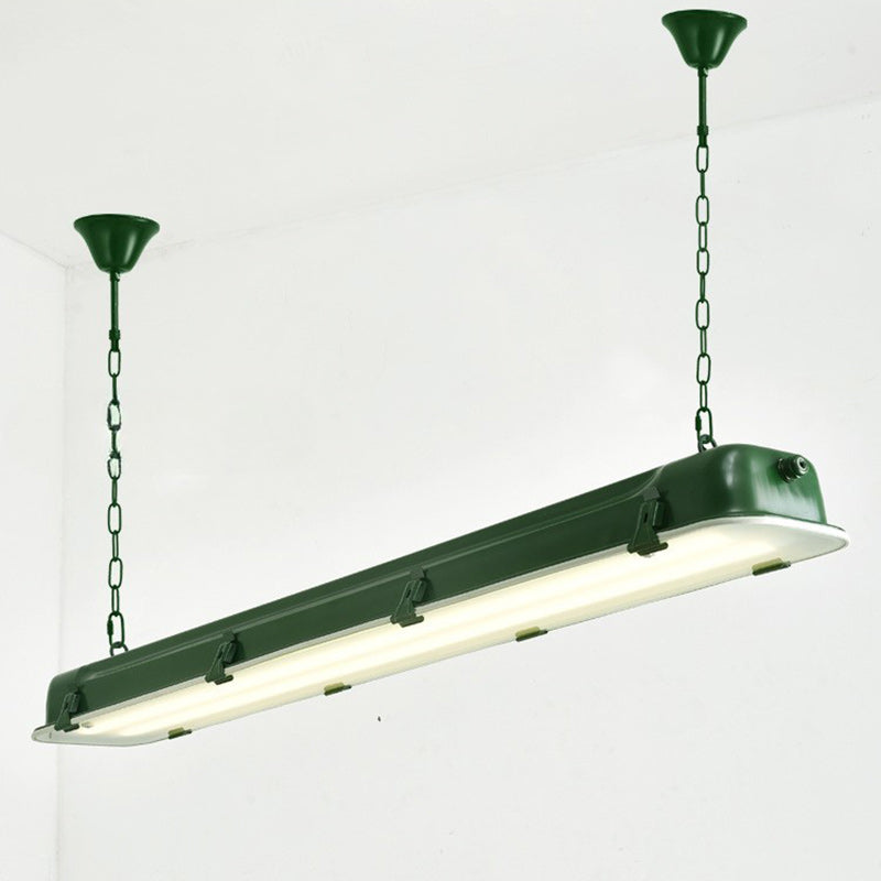 Industrial Black Iron Rectangular LED Chandelier for Dining Room