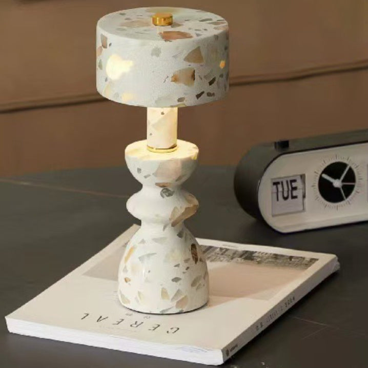 Stylish White Marble and Aluminum LED Table Lamp for Modern Living Room