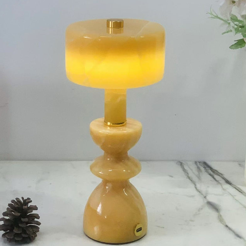 Stylish White Marble and Aluminum LED Table Lamp for Modern Living Room