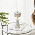 Stylish White Marble and Aluminum LED Table Lamp for Modern Living Room