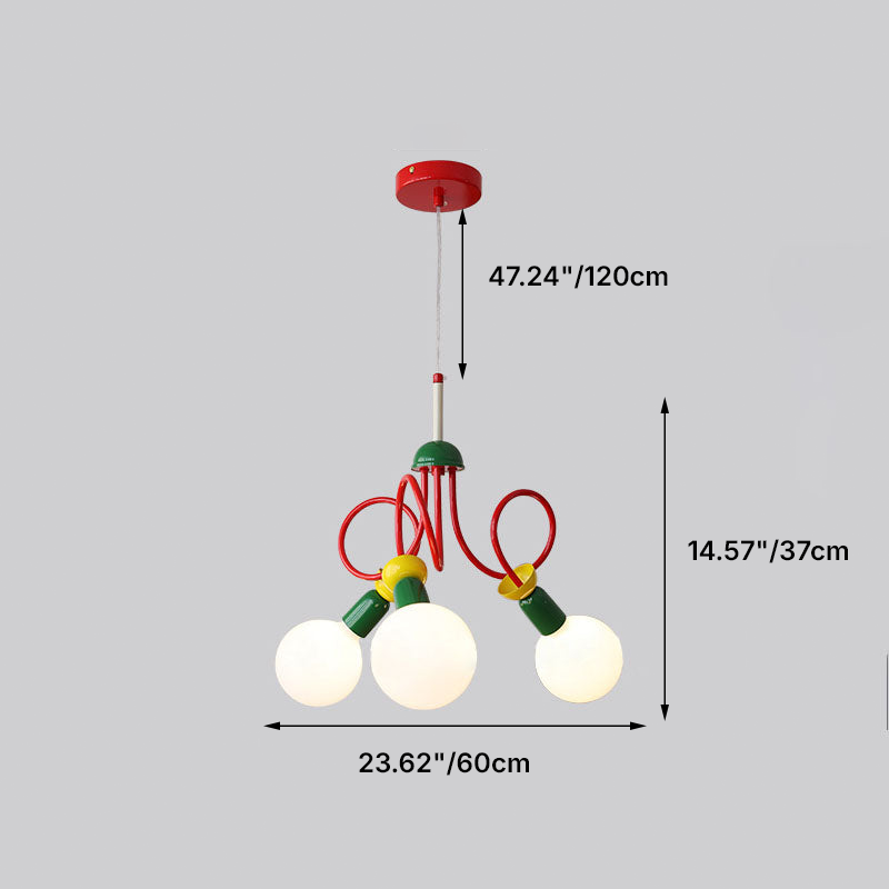 Scandinavian Black Orb Glass Chandelier, 2/3/5 Lights for Bedroom