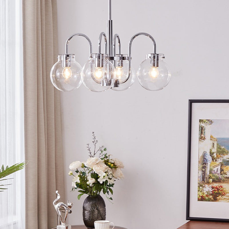Antique Brass & Glass 4/5 Light Chandelier for Vintage Bedroom Decor