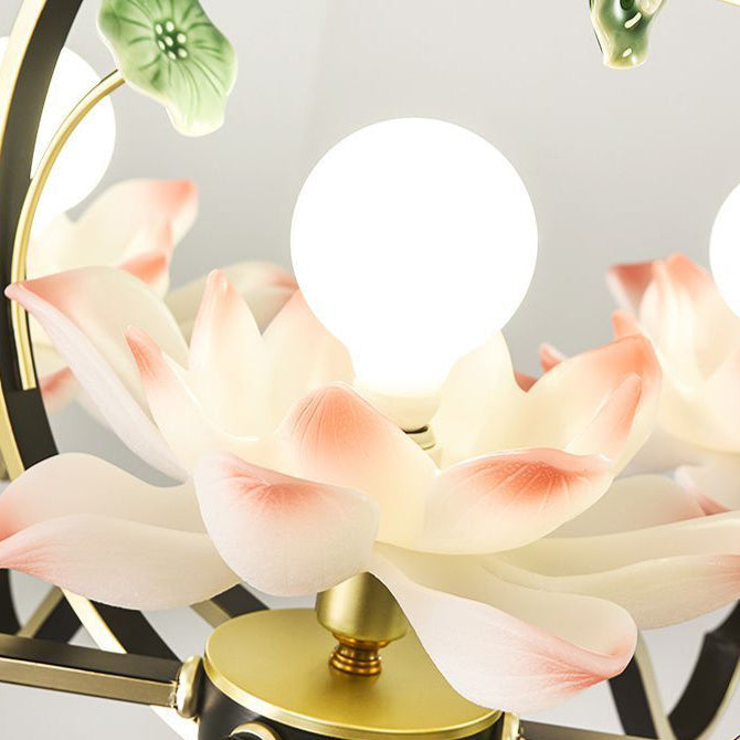 Elegant Lotus-Shaped Iron and Acrylic Chandelier for Bedroom Lighting