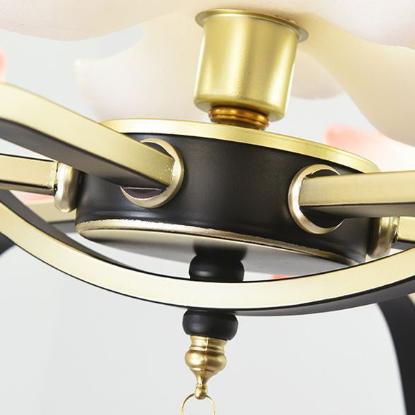 Elegant Lotus-Shaped Iron and Acrylic Chandelier for Bedroom Lighting
