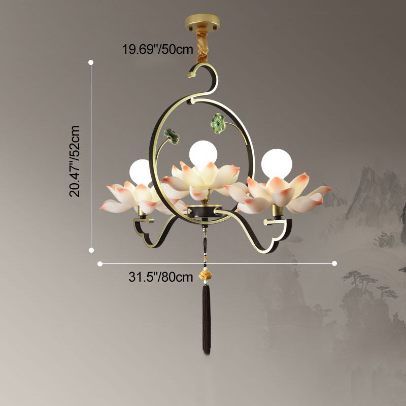 Elegant Lotus-Shaped Iron and Acrylic Chandelier for Bedroom Lighting