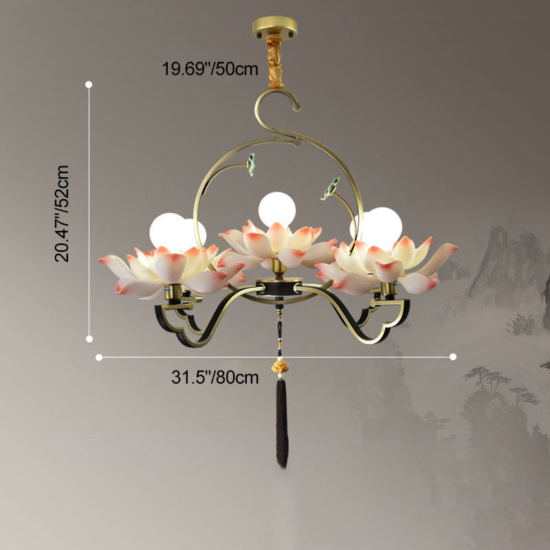 Elegant Lotus-Shaped Iron and Acrylic Chandelier for Bedroom Lighting